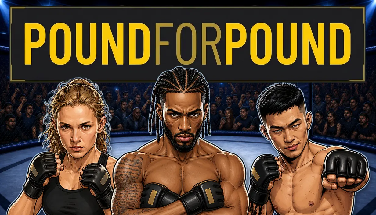 Pound for Pound key art: three MMA fighters in front of a cage